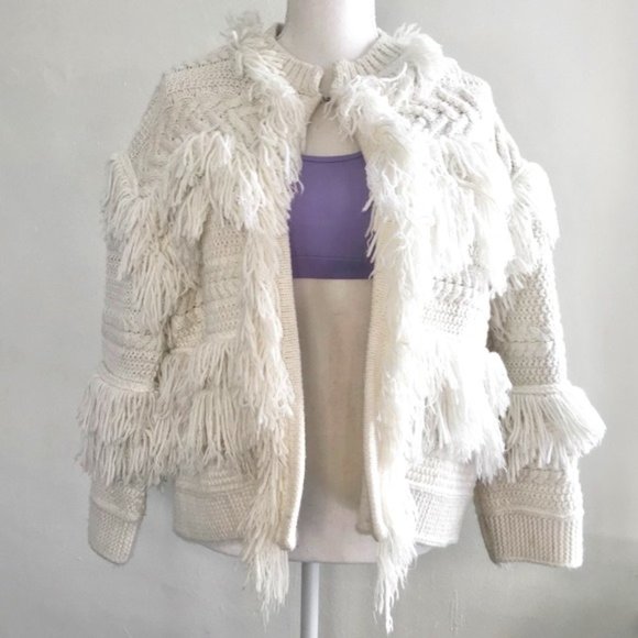 Renee C. Boho Thick knit cardigan with fringe - Picture 1 of 13